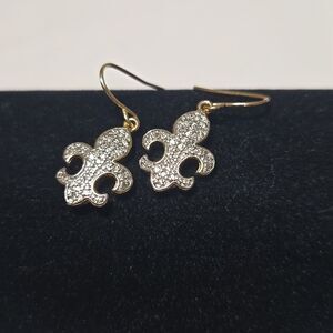 Gold and Diamond Fleur De Lis Earrings
